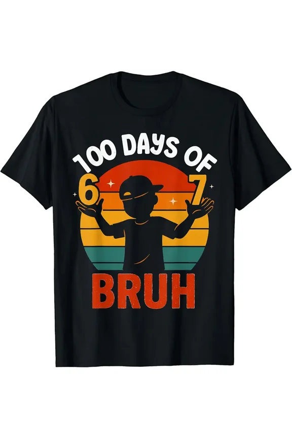 children's wear Funny 67 100th Day of School 6 7 Bruh Boys Kids Six Seven T-Shirt