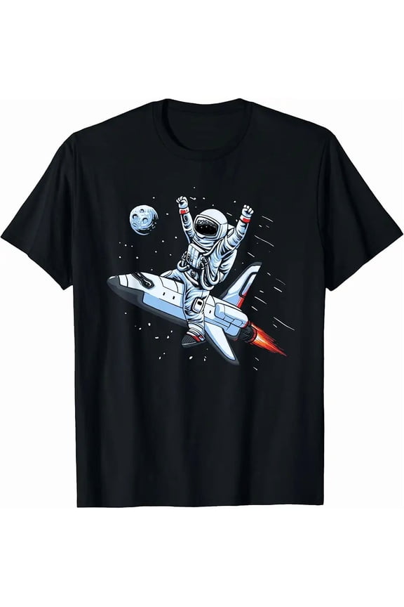 children’s wear Funny Astronaut Riding Space Rocket Ship Galaxy Adventure T-Shirt for Boys Girls Kids Toddlers
