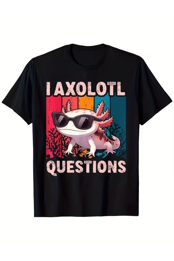 children’s wear Funny Axolotl Pun T-Shirt for Kids Retro Vintage I Axolotl Questions Cute Animal Graphic Tee for Boys Girls and Toddlers
