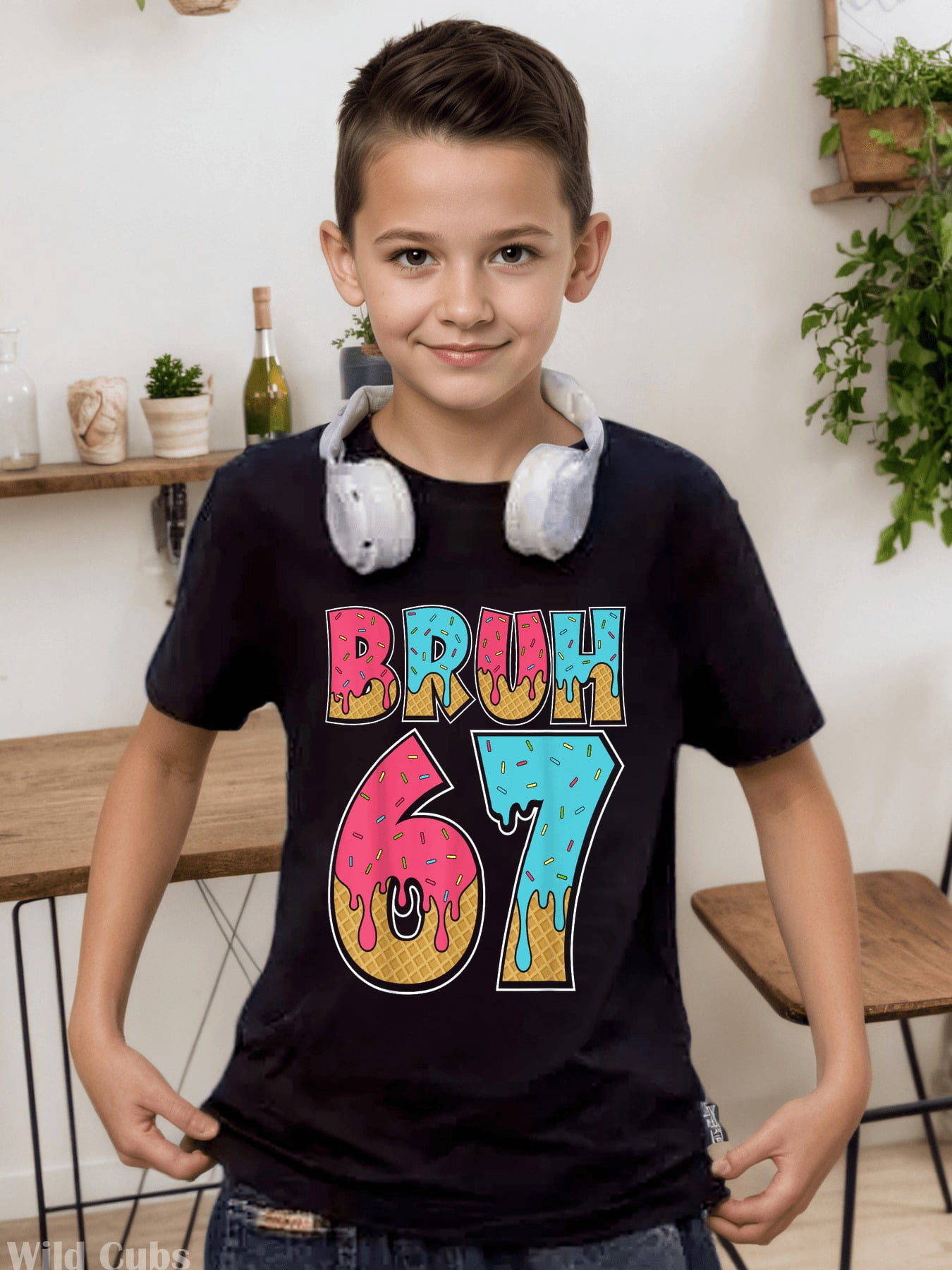 children’s wear Funny BRUH 67 Donut Sprinkles Graphic T-Shirt for Boys ...