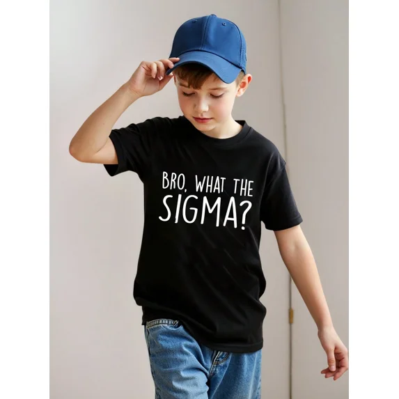 children’s wear Funny Bro What The Sigma Meme Graphic T-Shirt for Kids ...