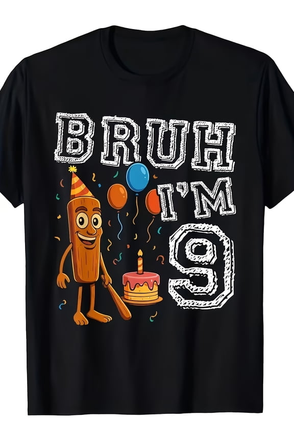 children’s wear Funny Bruh I'm 9 Birthday Shirt for Boys and Girls, Retro 9th Birthday Graphic Tee for Kids Toddler Birthday Party Clothes