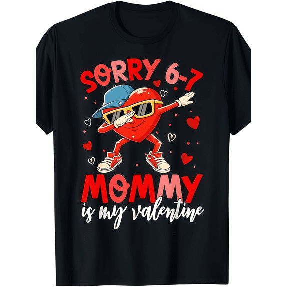children’s wear Funny Dabbing Heart Kids Valentine's Day T-Shirt Sorry Mommy is My Valentine Boys Graphic Tee Retro Red Heart Toddler Clothing Gift