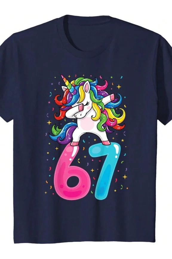 children’s wear Funny Dabbing Unicorn Rainbow Graphic T-Shirt for Kids Girls Cute Magical Sparkle Birthday Celebration Tee