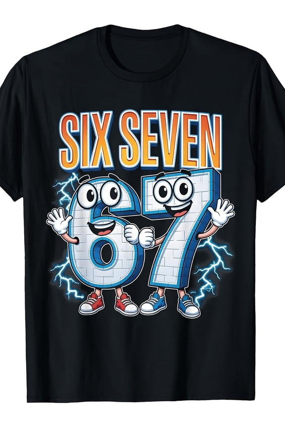 children’s wear Funny Electric Cartoon Number Six and Seven Graphic T-Shirt for Kids Boys Girls, Cute 6 and 7 Birthday Gift Tee for Toddlers and Child