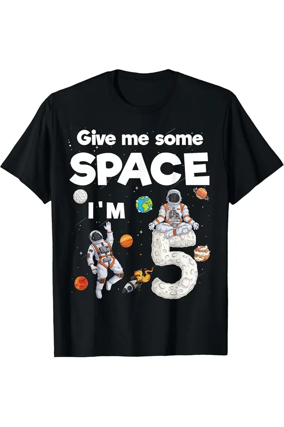 children’s wear Funny Give Me Some Space I'm 5 Astronaut Planets Rocket 5th Birthday T-Shirt for Kids