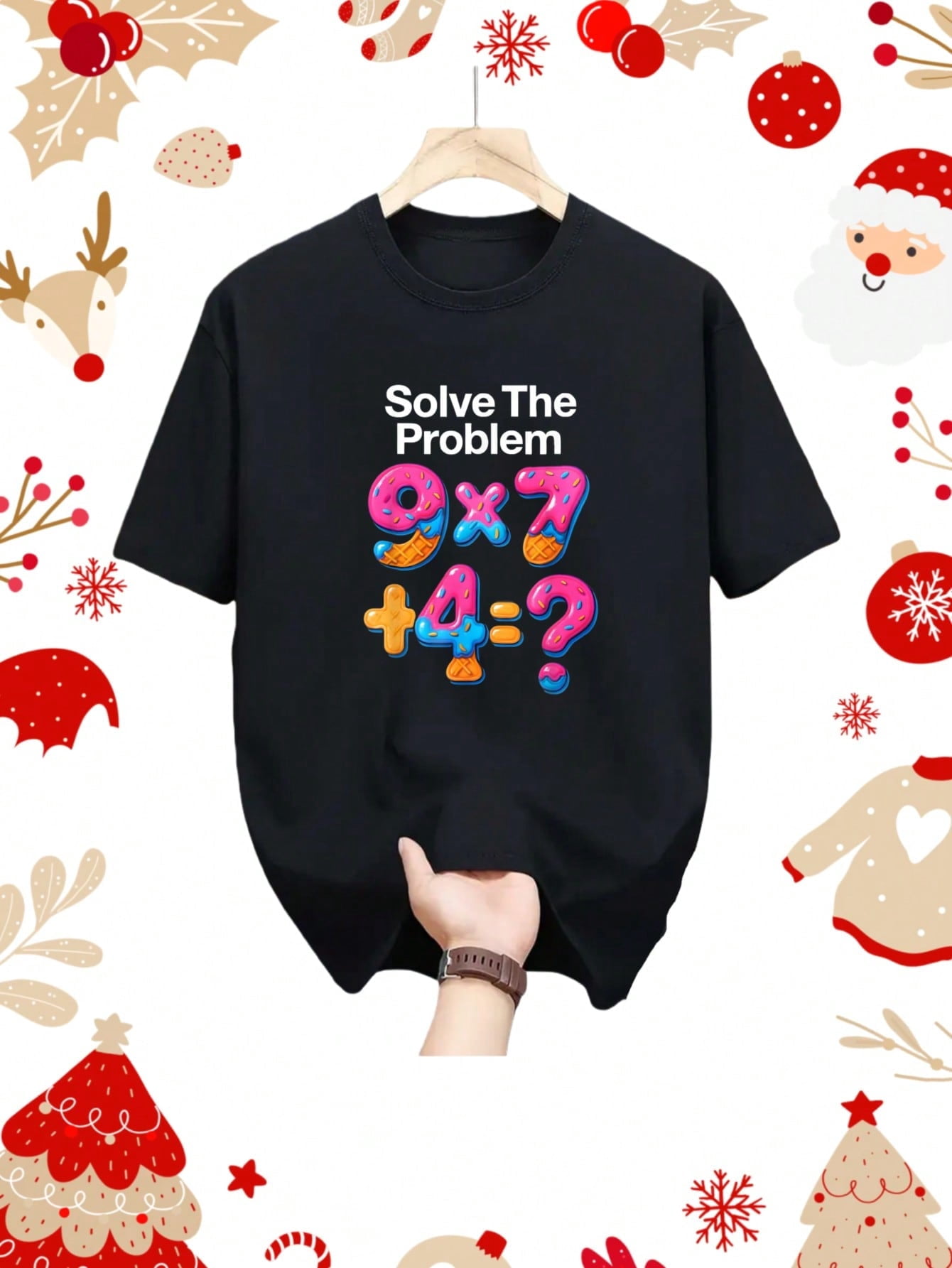 children’s wear Funny Math Problem Donut Graphic T-Shirt for Kids Boys ...