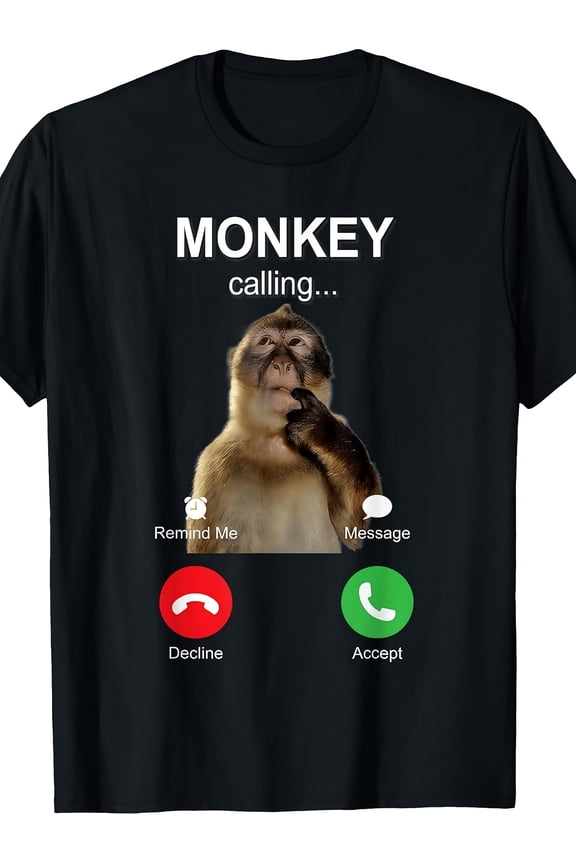children’s wear Funny Monkey Calling Graphic T-Shirt for Boys, Cute Animal Prank Call Screen Tee for Kids, Unique Child Communication Design