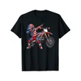 thumbnail image 1 of children’s wear Funny Patriotic American Flag Dabbing Motocross Rider Dirt Bike Graphic T-Shirt for Boys Kids, 1 of 8