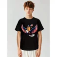 thumbnail image 1 of children’s wear Funny Patriotic Hot Dog Riding Bald Eagle USA Flag Graphic T-Shirt for Boys Kids 4th of July Independence Day Retro Cotton Tee, 1 of 6