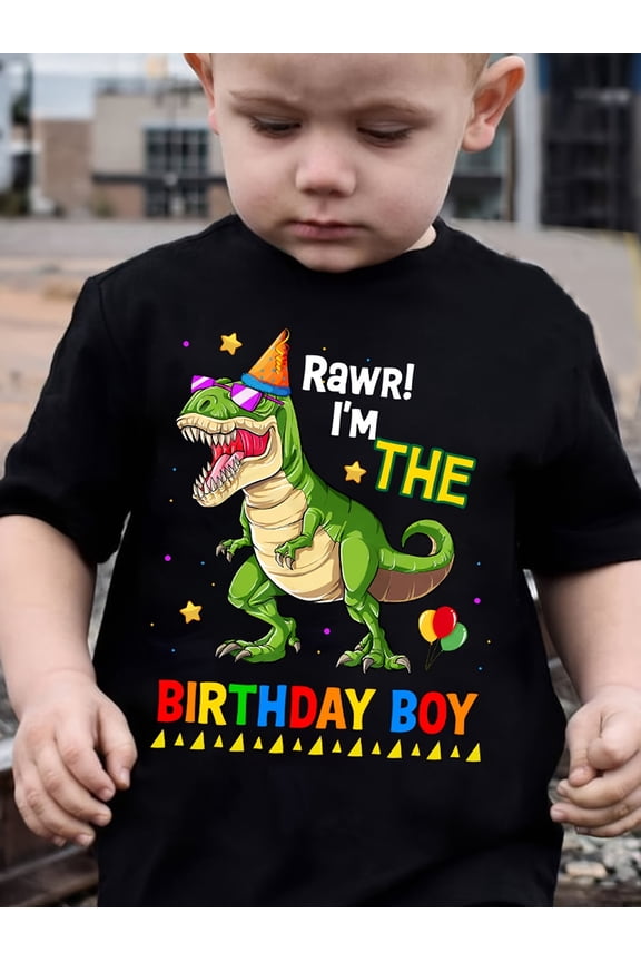 children’s wear Funny Rawr I'm The Birthday Boy Dinosaur T-Shirt for Toddler Boys Cute Retro T-Rex Graphic Tee for Kids Birthday Party