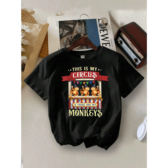 children’s wear Funny Retro This Is My Circus And These Are My Monkeys Kids T-Shirt Cute Animal Graphic Tee for Boys and Girls Toddler
