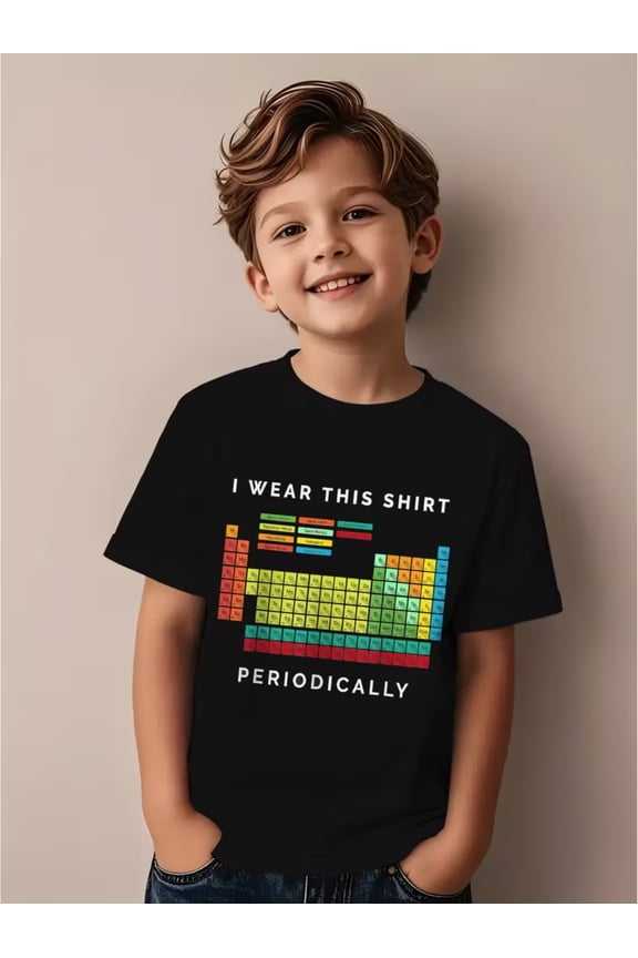 children’s wear Funny Science Periodic Table Pun T-Shirt for Kids, Clever Chemistry Elements Graphic Tee for Boys, Educational Learning Gift for Child