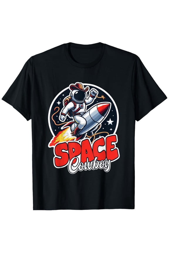 children’s wear Funny Space Cowboy Astronaut Rocket Ship T-Shirt for Boys and Girls Kids