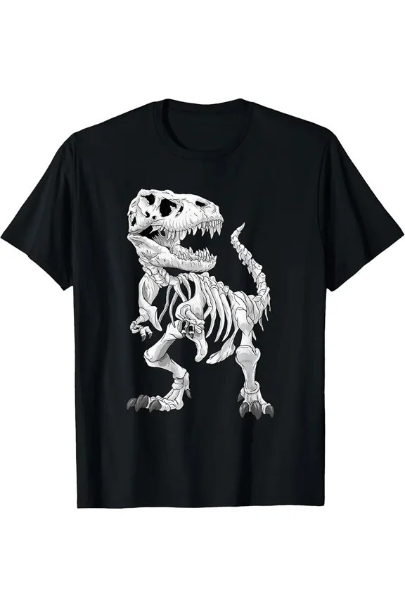 children’s wear Funny T-Rex Dinosaur Skeleton Graphic T-Shirt for Boys and Girls, Cool Prehistoric Fossil Animal Kids' Tee Top