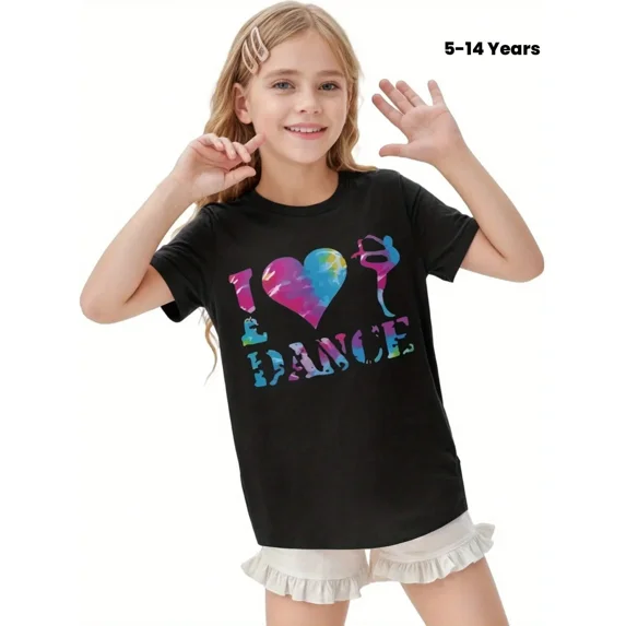 children’s wear Girl's Tie-Dye Heart Dancer Graphic T-Shirt - Walmart.com