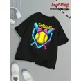 thumbnail image 1 of children's wear Girls Softball Graphic T-Shirt Short Sleeve Kids Sports Tee Black, 1 of 6