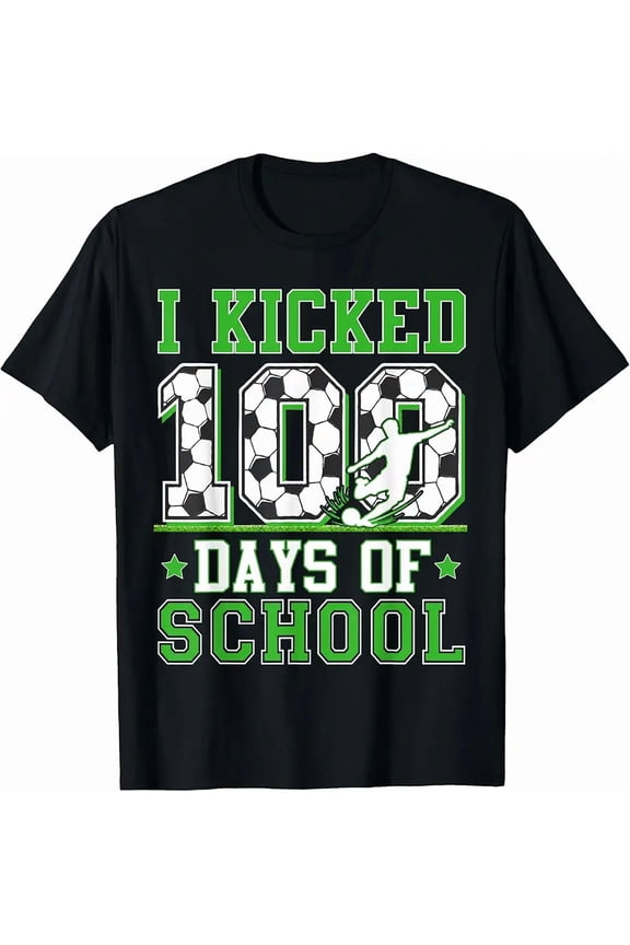 children's wear I Kicked 100 Days Of School Soccer 100th Day Kids Boys T-Shirt