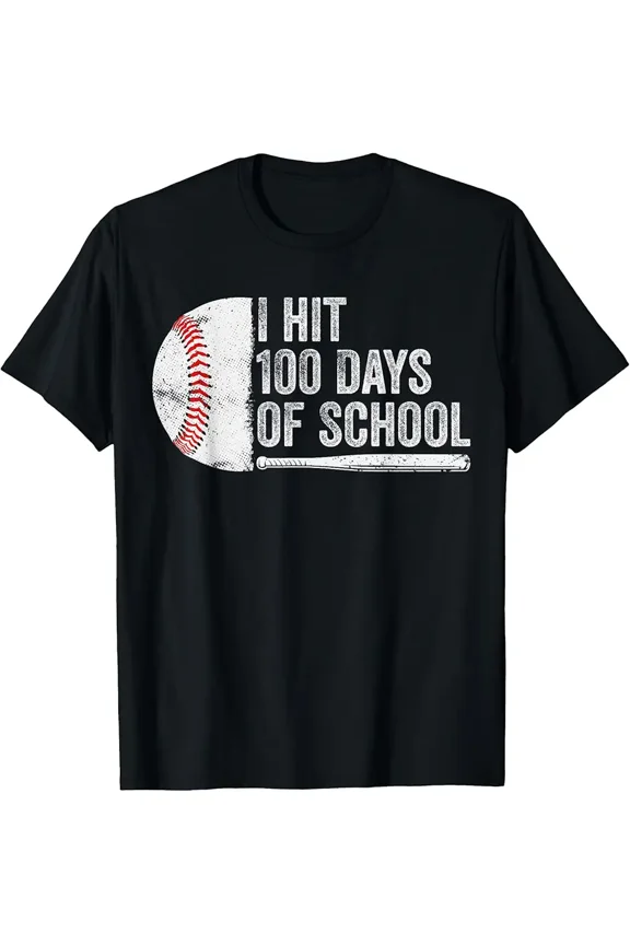 children's wear I hit 100 Days of School Baseball 100th Day Of School Boys T-Shirt