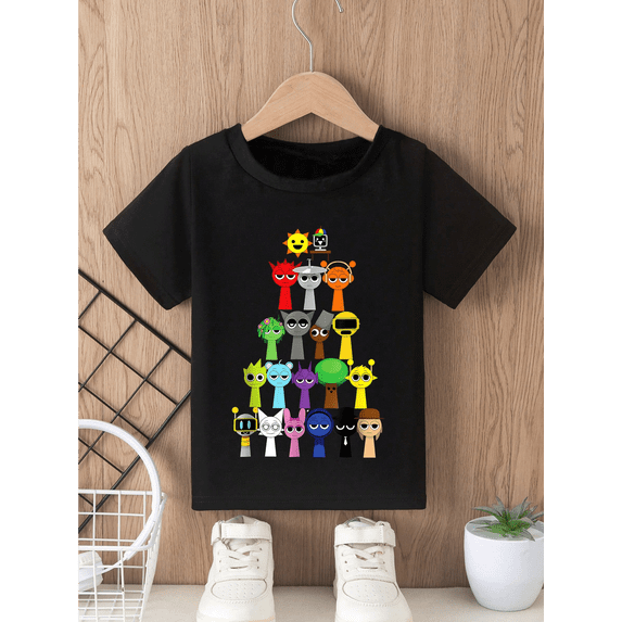 children’s wear Kids Boys Girls Funny Cartoon Characters Graphic T-Shirt Colorful Retro Short Sleeve Summer Casual Tee