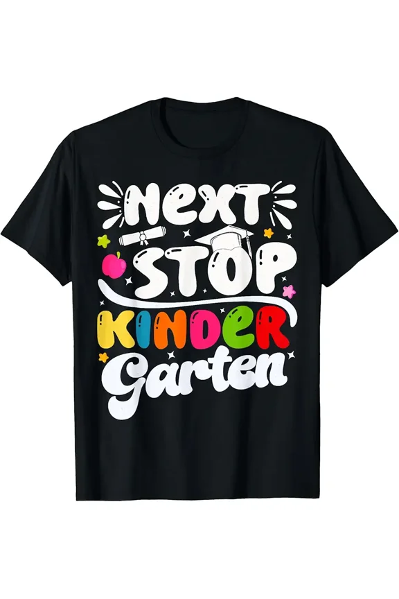 children’s wear Kids Colorful Graphic Next Stop Kindergarten T-Shirt