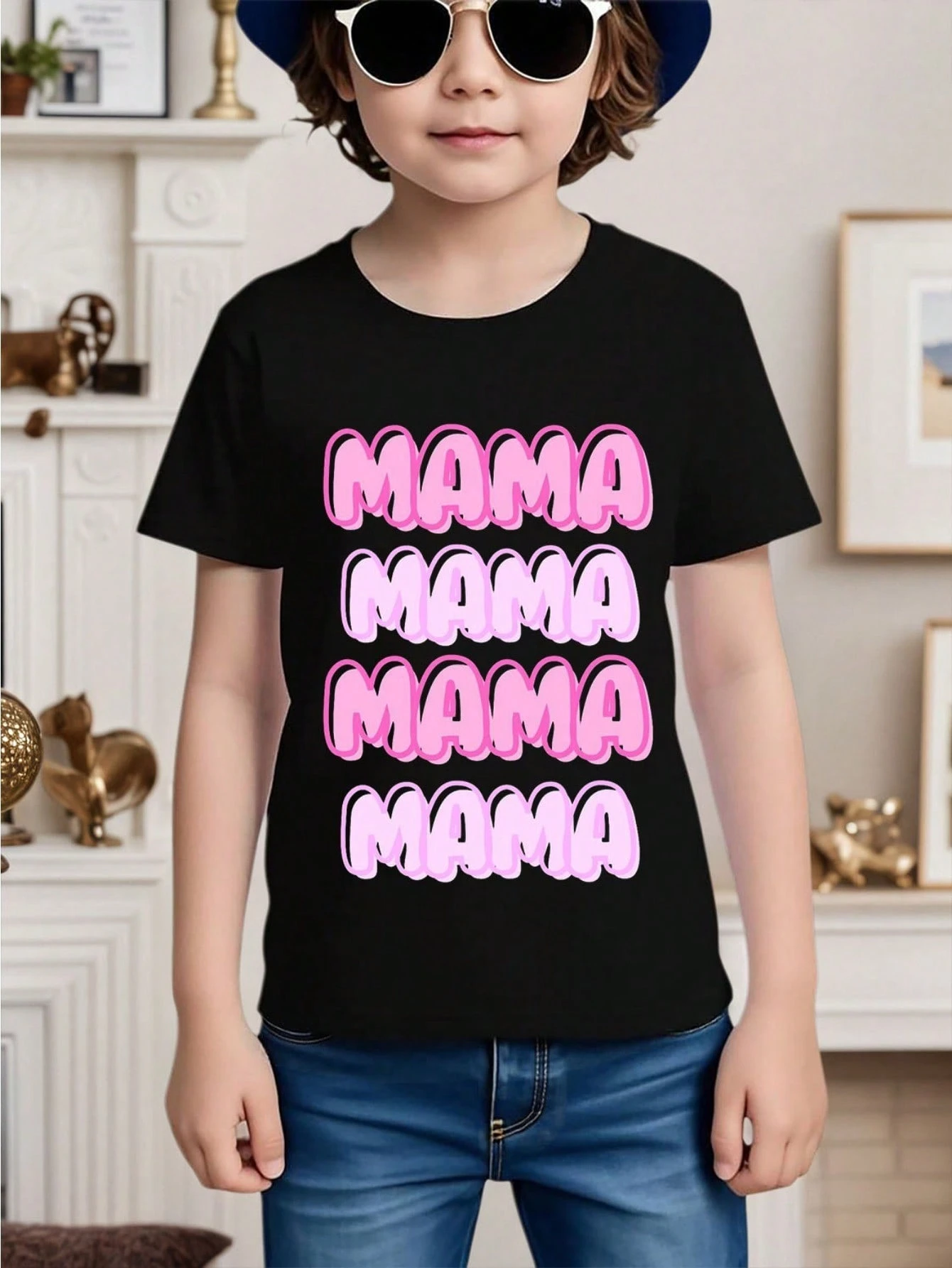 children's wear Kids Mama Graphic T-Shirt Pink Bubble Letter Print ...