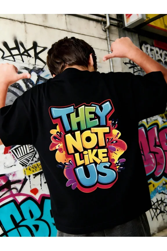 children’s wear They Not Like Us Graffiti Streetwear T-Shirt for Boys and Girls, Retro Urban Style Hip Hop Graphic Tee for Kids, Comfortable Cotton Short Sleeve Child Top