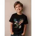 thumbnail image 1 of children’s wear Patriotic American Flag Eagle Graphic T-Shirt for Boys Retro USA Bald Eagle Kids Short Sleeve Tee Cute Fourth of July Toddler Boy Clothes, 1 of 6