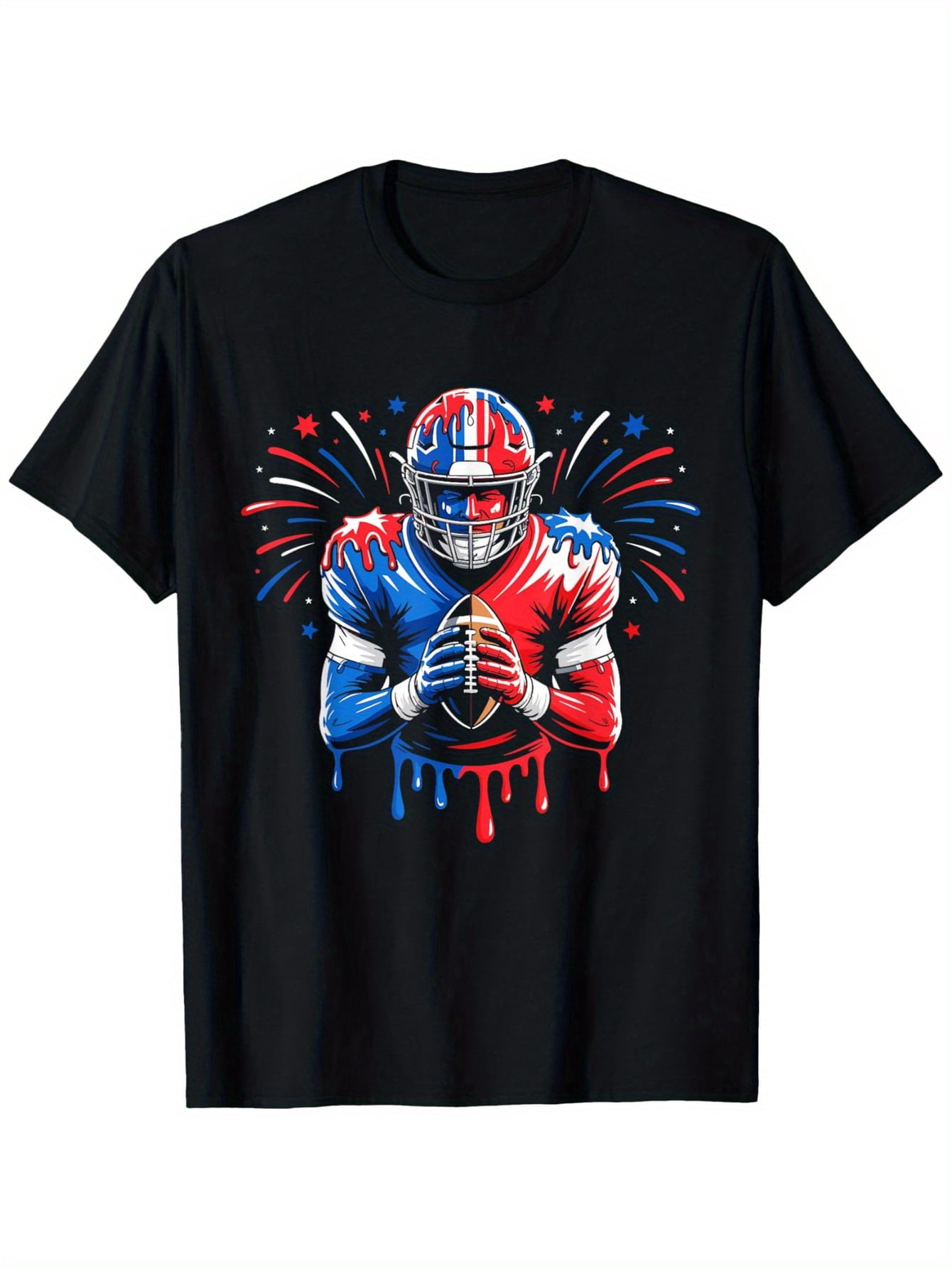 children’s wear Patriotic American Football Player Drip Art T-Shirt for ...