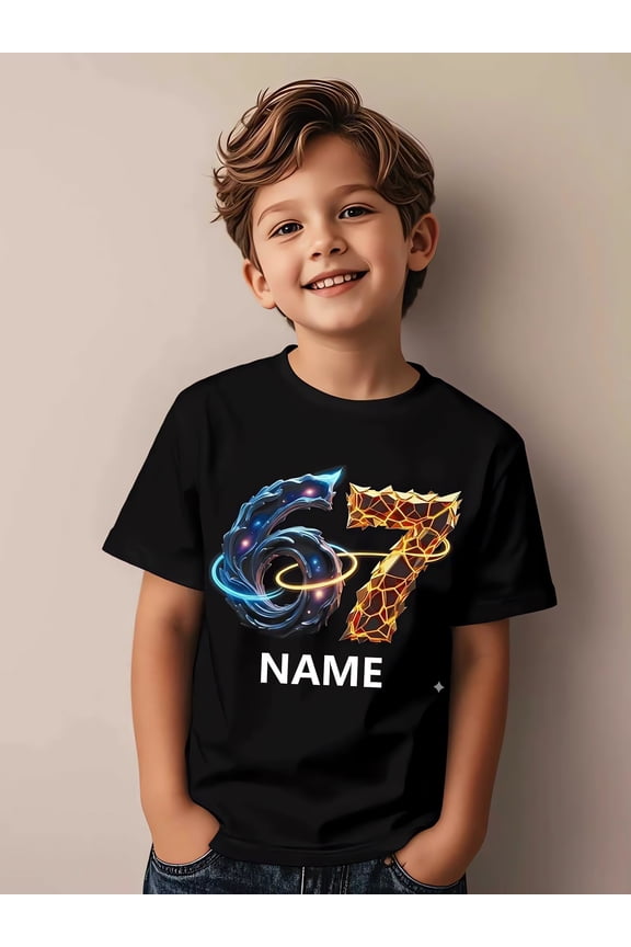 children’s wear Personalized Boys Birthday Shirt Custom Name Kids Galaxy Lava Graphic Tee Retro Funny Cute Toddler Short Sleeve Cotton T-Shirt