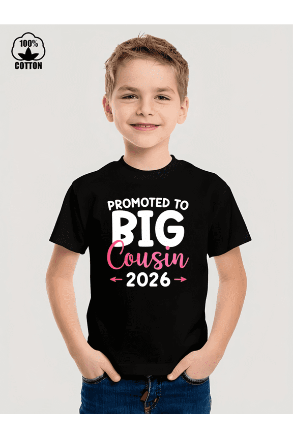 children’s wear Promoted To Big Cousin 2026 Kids T-Shirt, Cute Boys and Girls Pregnancy Announcement Tee, Funny Toddler Graphic Cotton Shirt