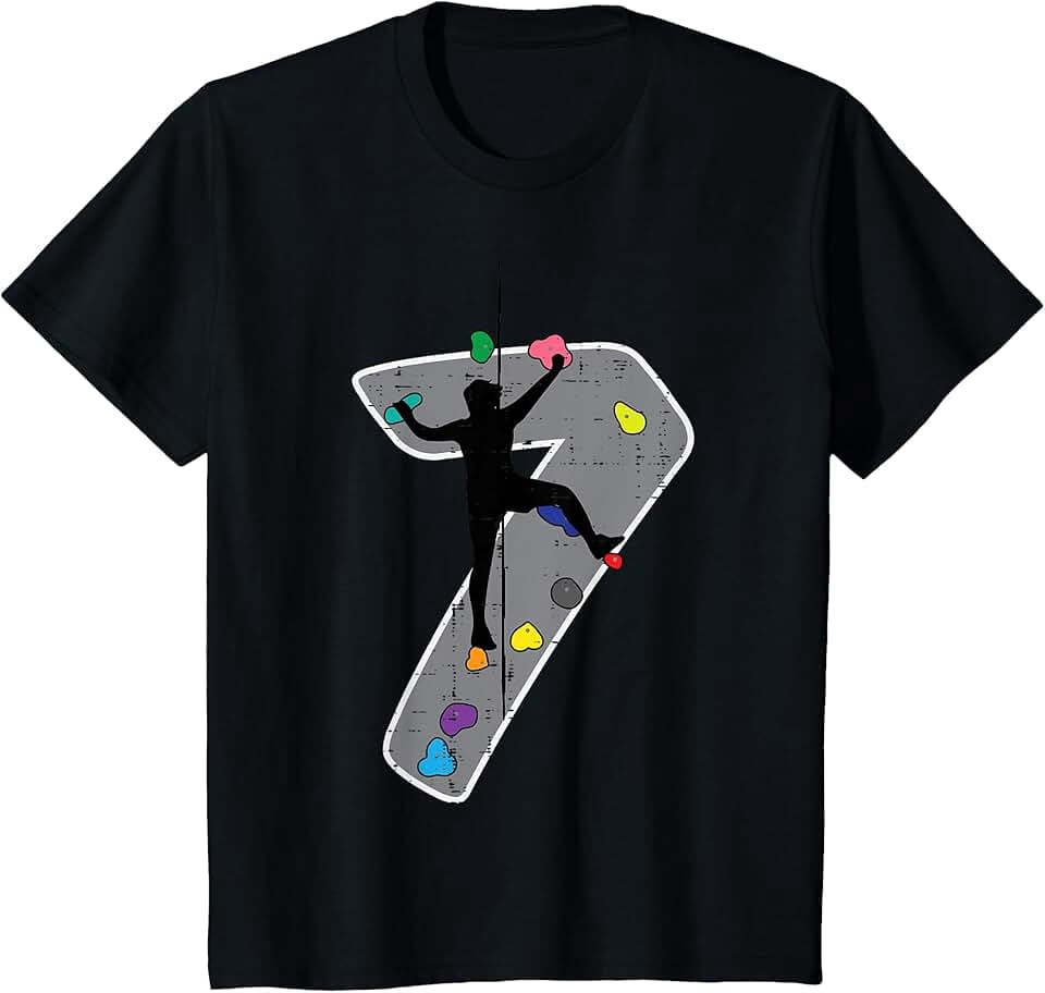 children’s wear Retro 7th Birthday Rock Climbing Graphic T-Shirt for ...