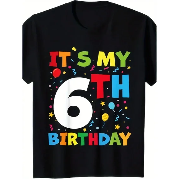 children’s wear Retro Colorful It's My 6th Birthday Shirt for Kids Boys and Girls Funny 6 Year Old Birthday Party Tee Toddler Gift Idea