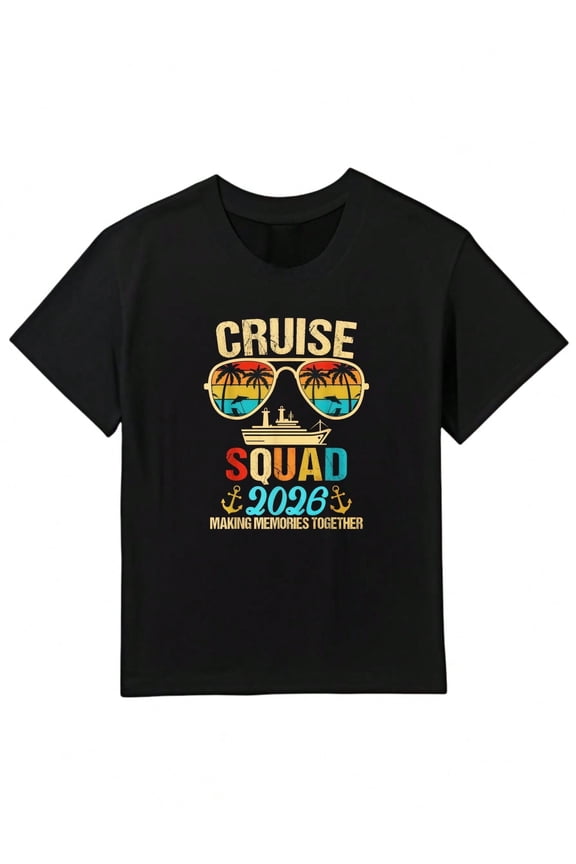 children’s wear Retro Cruise Squad 2026 Kids T-Shirt Funny Family Vacation Nautical Graphic Tee for Boys and Girls Cute Summer Travel Top