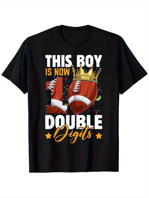 children’s wear Retro Football 10th Birthday T-Shirt for Boys Cute Funny Double Digits 10 Year Old Gift Shirt Kids Graphic Tee