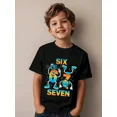 thumbnail image 1 of children’s wear Retro Funny Cartoon Numbers 6 and 7 Hip Hop Boombox Graphic T-Shirt for Kids Boys Girls Birthday Gift, 1 of 6