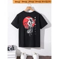 thumbnail image 1 of children’s wear Retro Japanese Samurai Warrior Graphic T-Shirt for Boys and Girls, Cool Ronin Red Sun Kids Short Sleeve Tee, Brave Fearless Japanese Art Child Top, 1 of 6