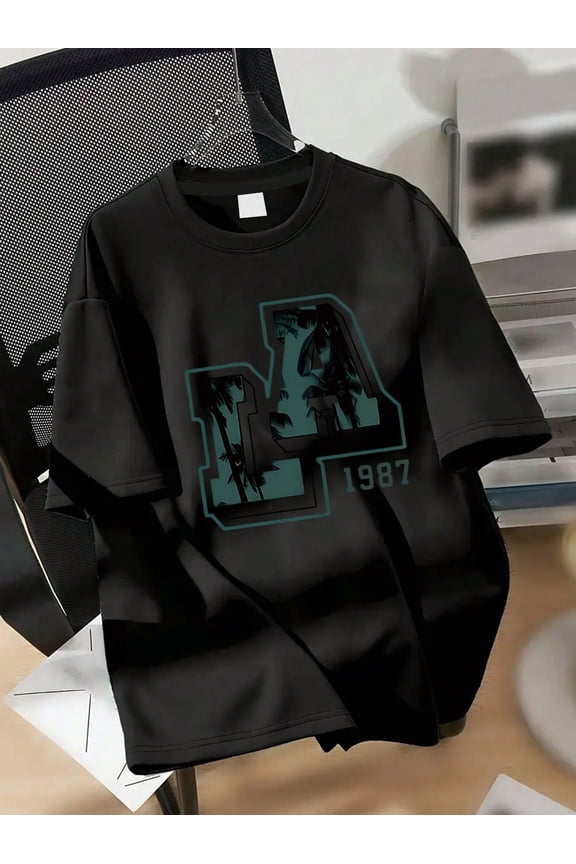 children’s wear Retro Los Angeles LA 1987 Palm Tree Graphic Black T-Shirt for Boys Kids Summer Casual Short Sleeve Tee