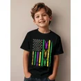 thumbnail image 1 of children’s wear Retro Mardi Gras Crawfish Fleur De Lis American Flag T-Shirt for Kids Boys Girls Toddler Funny Louisiana Festival Graphic Tee, 1 of 8