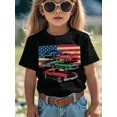 thumbnail image 1 of children’s wear Retro Muscle Car American Flag Kids T-Shirt Patriotic Classic Racing Graphic Tee for Boys and Girls Toddler Summer Top, 1 of 6
