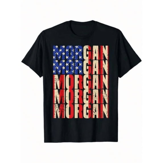 children’s wear Retro Patriotic Morgan Name American Flag Kids T-Shirt Cute Boys Girls USA Stars and Stripes Graphic Tee Toddler Top
