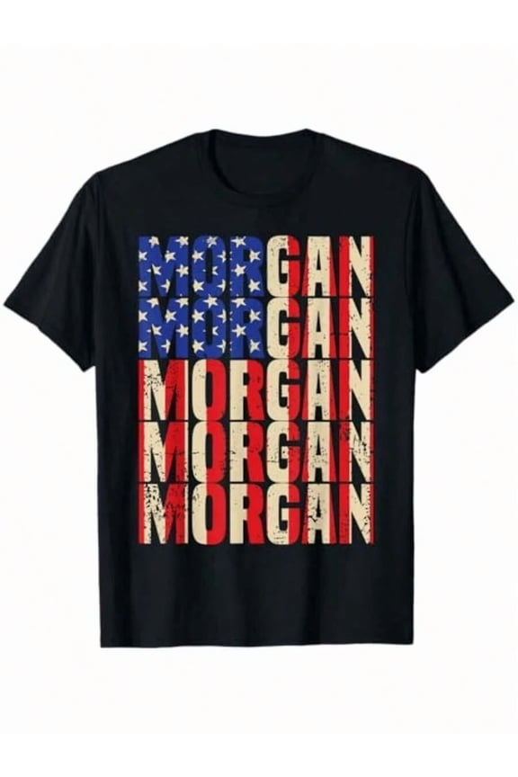 children’s wear Retro Patriotic Morgan Name American Flag Kids T-Shirt Cute Boys Girls USA Stars and Stripes Graphic Tee Toddler Top