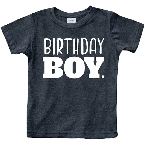 children's wear Toddler Birthday Boy Short Sleeve Graphic T-Shirt, Heather Grey Party Top