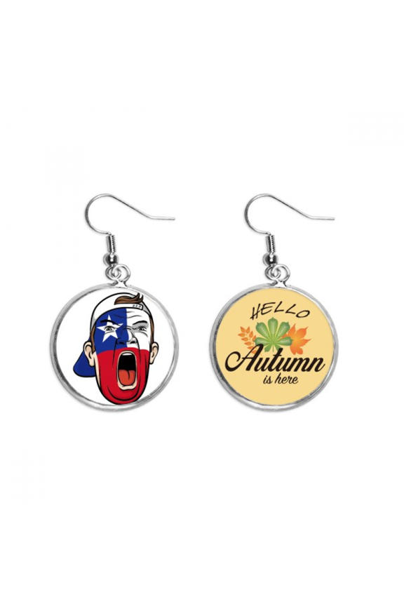 chile flag facial makeup head screang cap earring dangle autumn earring jewelry
