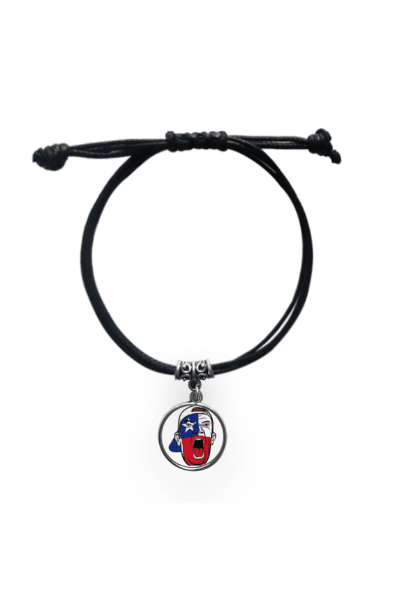 chile flag makeup head screang cap bracelet leather wristband black jewelry