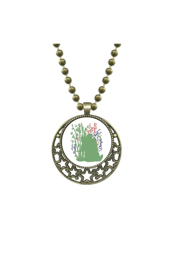 china chengdu panda wordcloud pendant star necklmoon chain jewelry