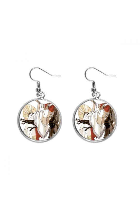 china chinese archaic man figure pattern ear dangle silver drop ear jewelry woman