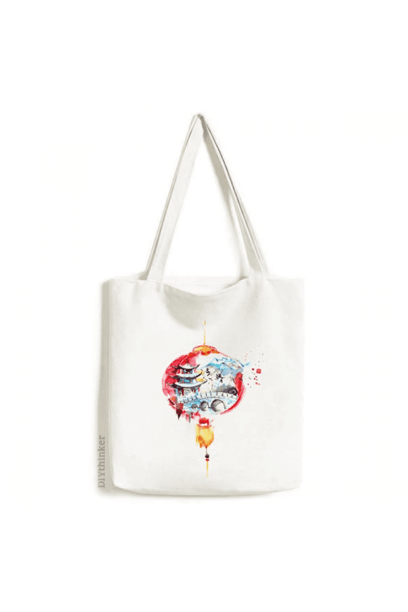china chinese bridge drawing tote canvas bag shopping satchel casual handbag