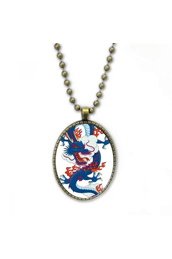 china chinese dragon cloud pattern necklace vintage chain bead pendant jewelry collection