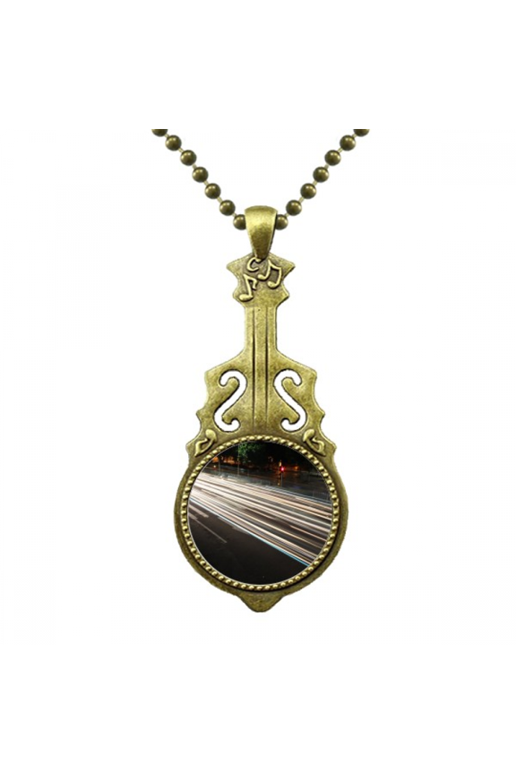 china city car night art deco fashion necklace antique guitar jewelry music pendant